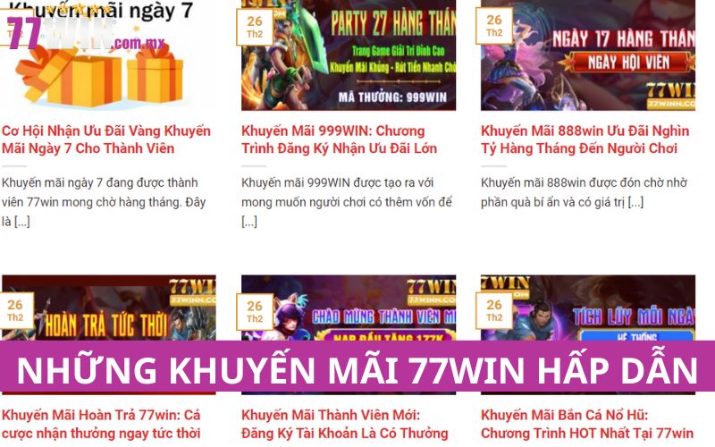 Tổng hợp các khuyến mãi tại 77Win